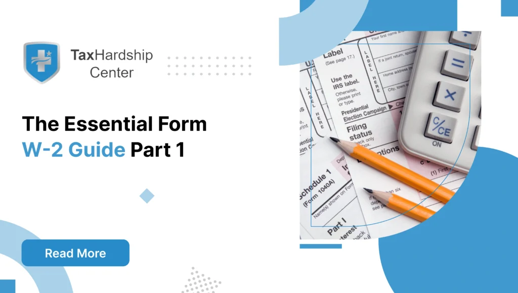 Tax forms with a calculator and pencils representing Form W-2 filing and tax preparation.
