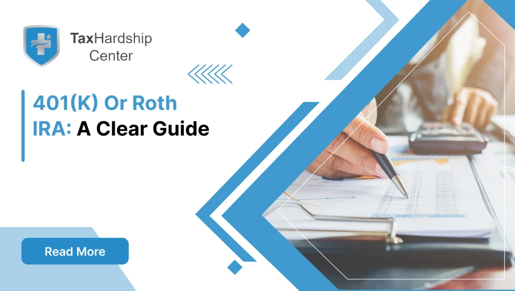 Person reviewing financial documents with a calculator, representing a comparison between 401(k) and Roth IRA retirement savings options.