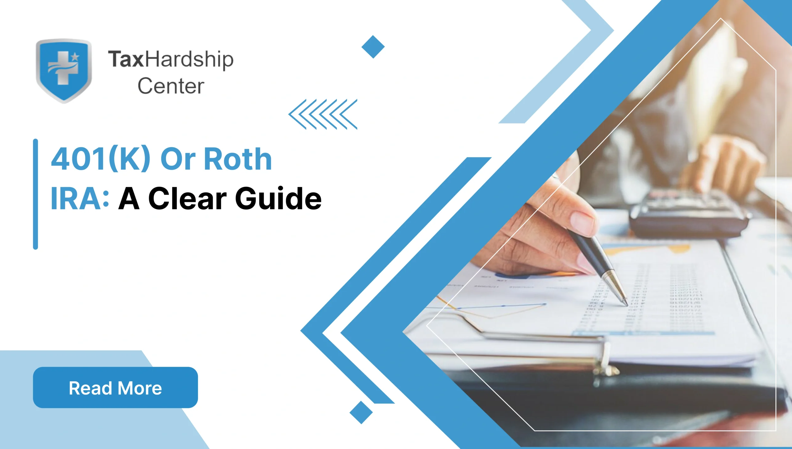 Person reviewing financial documents with a calculator, representing a comparison between 401(k) and Roth IRA retirement savings options.