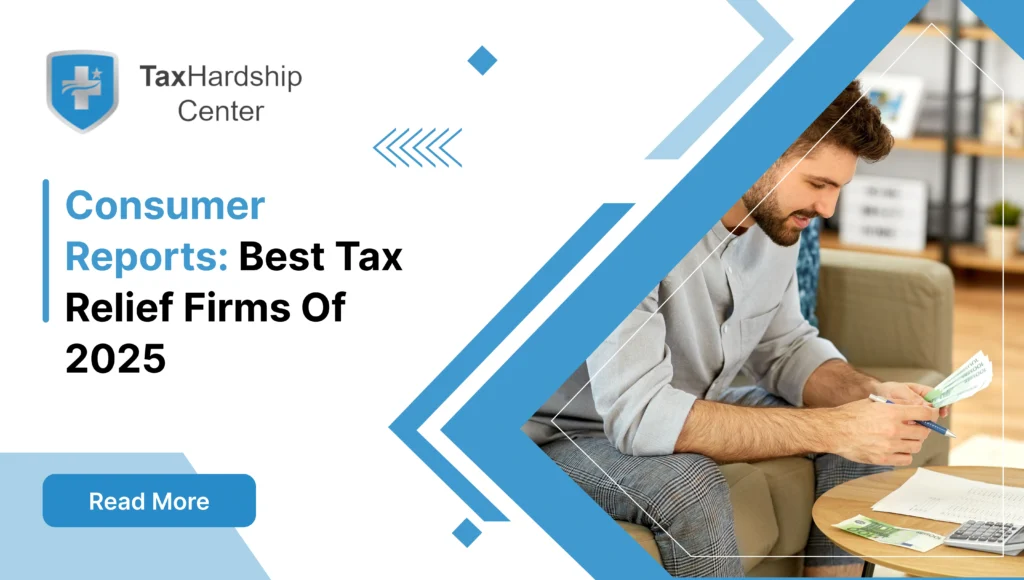 Consumer reviewing finances while researching the best tax relief firms of 2025 according to Consumer Reports.