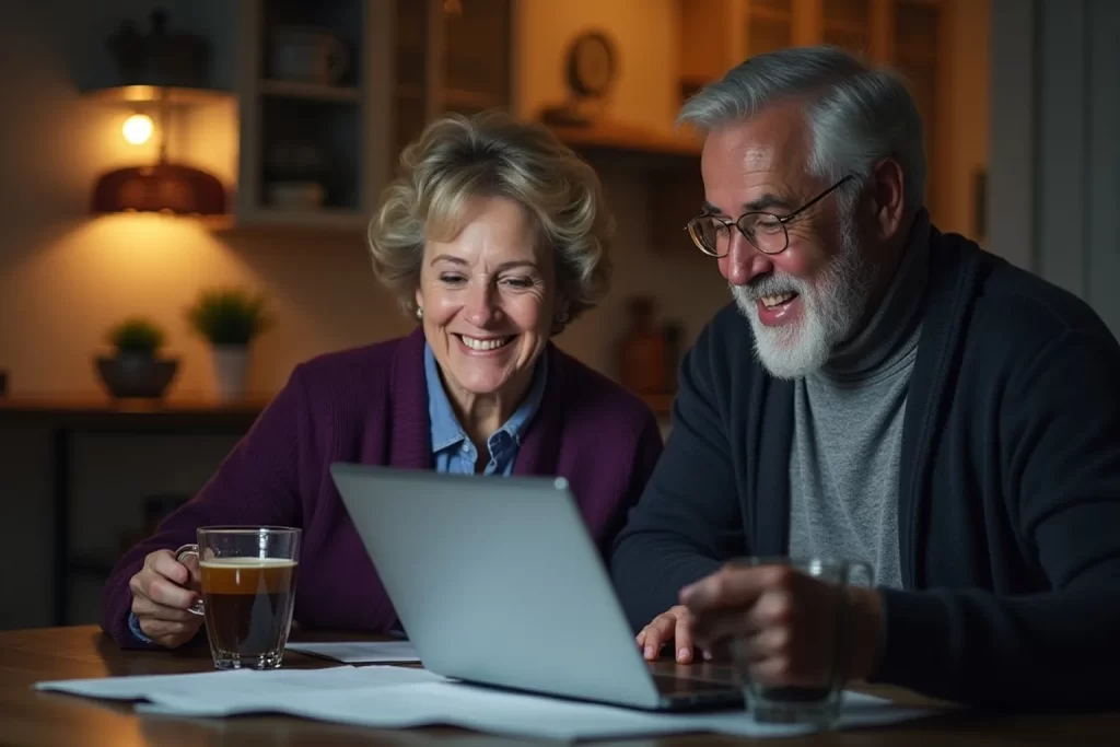 Senior couple reviewing property tax forgiveness application at home