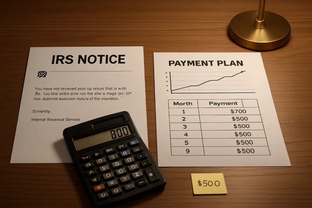 Filing old tax returns to prevent IRS penalties and set up a tax payment plan