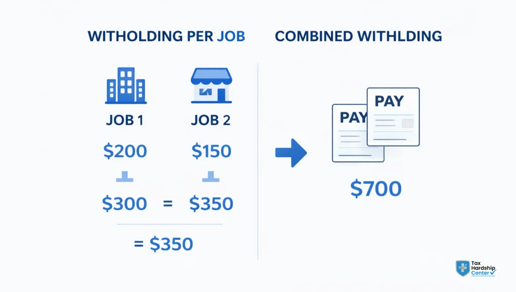 Diagram showing employer withholding gap when you work two jobs