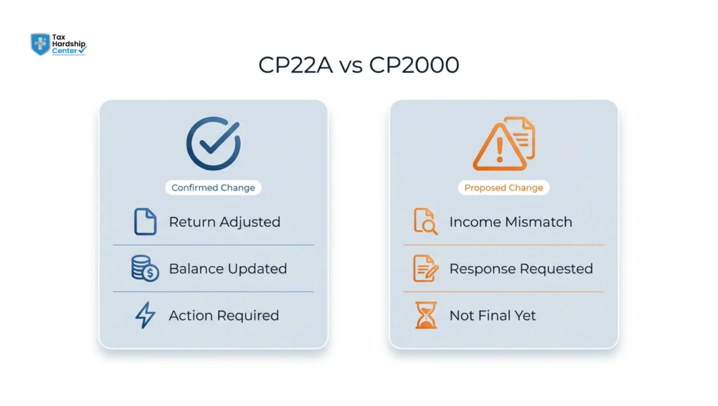 Taxpayer reviewing an IRS CP22A notice at home