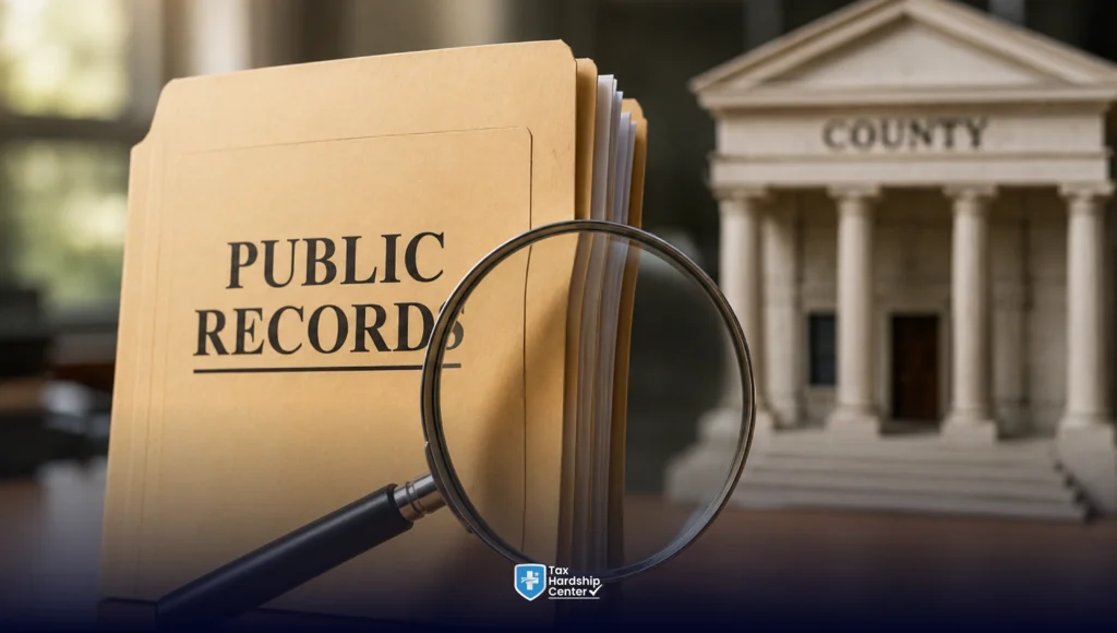 Public records search for a federal tax lien through county records