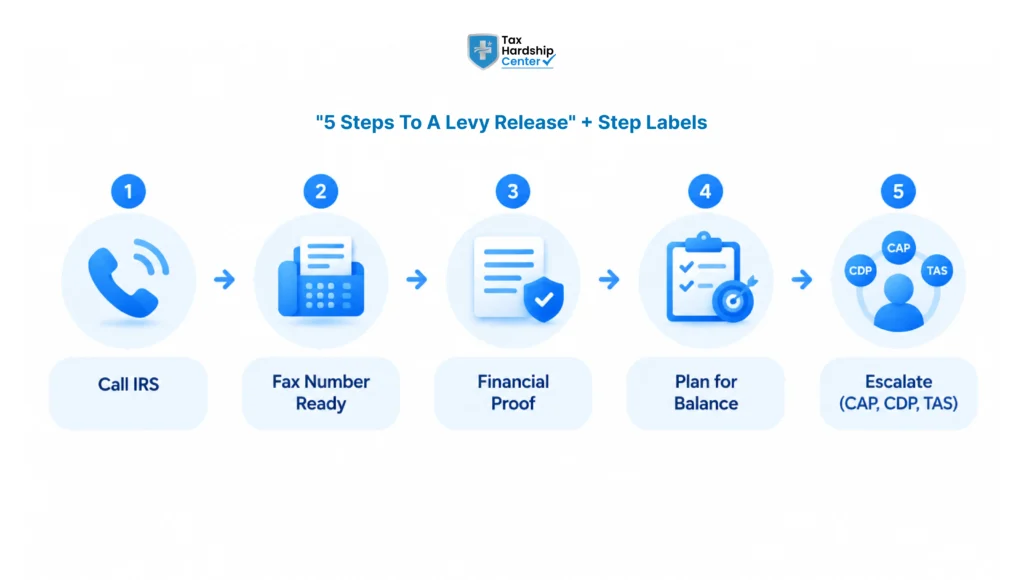 Five-step process for requesting an IRS levy release based on economic hardship